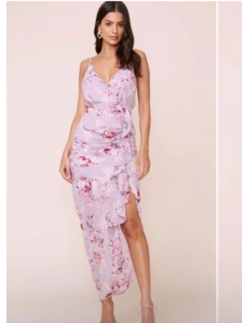 ASTR The Label Surplice‎ Ruffle Floral Maxi Dress Size Small Purple MWOT